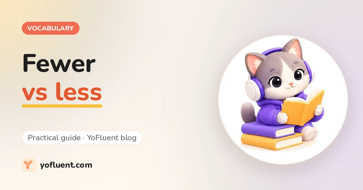 Vocabulary and phrases: Fewer vs less: use fewer for things you count and less for amounts